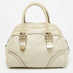 Pre Owned Gucci Off White Guccissima Leather Signoria Satchel