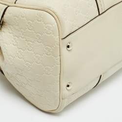 Pre Owned Gucci Off White Guccissima Leather Signoria Satchel