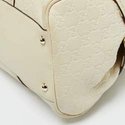 Pre Owned Gucci Off White Guccissima Leather Signoria Satchel