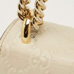 Pre Owned Gucci Off White Guccissima Leather Small Padlock Shoulder Bag