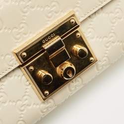 Pre Owned Gucci Off White Guccissima Leather Small Padlock Shoulder Bag