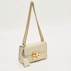 Pre Owned Gucci Off White Guccissima Leather Small Padlock Shoulder Bag