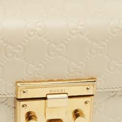 Pre Owned Gucci Off White Guccissima Leather Small Padlock Shoulder Bag