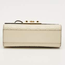 Pre Owned Gucci Off White Guccissima Leather Small Padlock Shoulder Bag