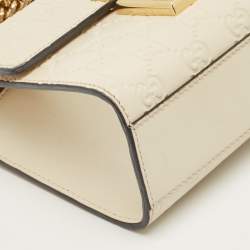 Pre Owned Gucci Off White Guccissima Leather Small Padlock Shoulder Bag