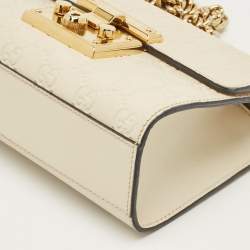 Pre Owned Gucci Off White Guccissima Leather Small Padlock Shoulder Bag