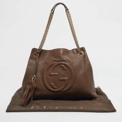 Pre Owned Gucci Brown Leather Medium Soho Chain Shoulder Bag