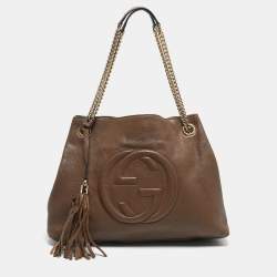 Pre Owned Gucci Brown Leather Medium Soho Chain Shoulder Bag