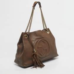 Pre Owned Gucci Brown Leather Medium Soho Chain Shoulder Bag