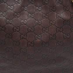 Pre Owned Gucci Dark Brown Guccissima Leather Abbey Hobo