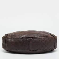 Pre Owned Gucci Dark Brown Guccissima Leather Abbey Hobo