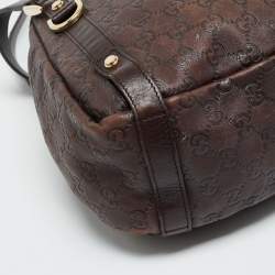 Pre Owned Gucci Dark Brown Guccissima Leather Abbey Hobo