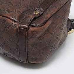 Pre Owned Gucci Dark Brown Guccissima Leather Abbey Hobo