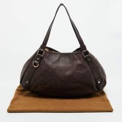 Pre Owned Gucci Dark Brown Guccissima Leather Abbey Hobo