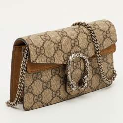 Pre Owned Gucci Beige GG Supreme Canvas and Leather Mini Dionysus Shoulder Bag