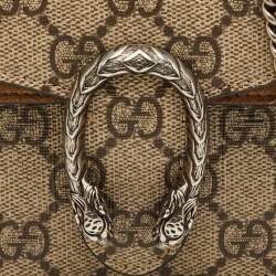 Pre Owned Gucci Beige GG Supreme Canvas and Leather Mini Dionysus Shoulder Bag