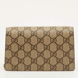 Pre Owned Gucci Beige GG Supreme Canvas and Leather Mini Dionysus Shoulder Bag