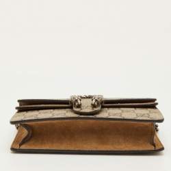 Pre Owned Gucci Beige GG Supreme Canvas and Leather Mini Dionysus Shoulder Bag