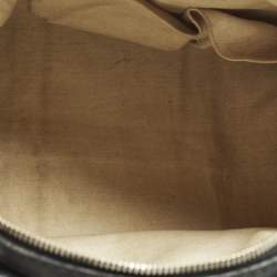 Pre Owned Gucci Web Medium Black Leather Boston Bag