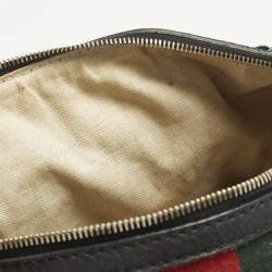 Pre Owned Gucci Web Medium Black Leather Boston Bag