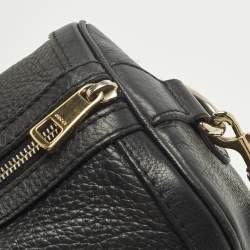 Pre Owned Gucci Web Medium Black Leather Boston Bag