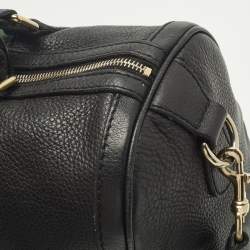 Pre Owned Gucci Web Medium Black Leather Boston Bag