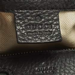 Pre Owned Gucci Web Medium Black Leather Boston Bag