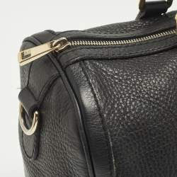 Pre Owned Gucci Web Medium Black Leather Boston Bag