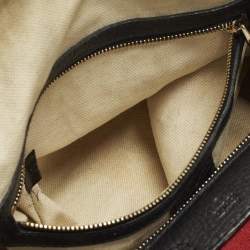 Pre Owned Gucci Web Medium Black Leather Boston Bag