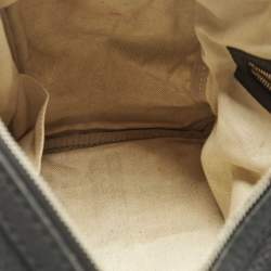 Pre Owned Gucci Web Medium Black Leather Boston Bag