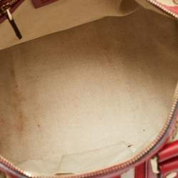 Pre Owned Gucci Joy Medium Red GG Canvas and Leather Boston Bag