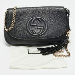 Pre Owned Gucci Soho Disco Flap Black Leather Shoulder Bag