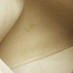 Pre Owned Gucci Logo Print Off White Leather Zip Pouch