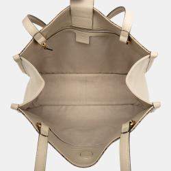 مملوكة مسبقًا Gucci Brown White Medium GG Canvas Horsebit 1955 Tote