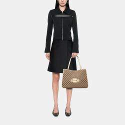 مملوكة مسبقًا Gucci Brown White Medium GG Canvas Horsebit 1955 Tote