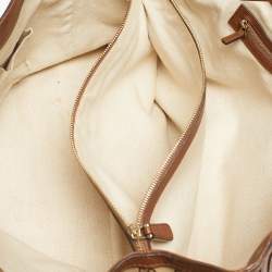Pre Owned Gucci Bella Brown/Beige GG Canvas and Leather Tote