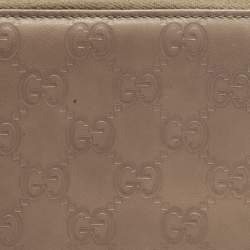 مملوكة مسبقًا Gucci Interlocking G Beige Guccissima Leather Zip Around Wallet