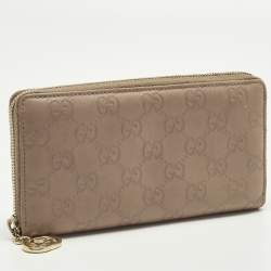 مملوكة مسبقًا Gucci Interlocking G Beige Guccissima Leather Zip Around Wallet