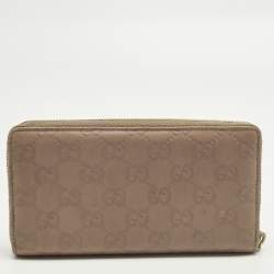 مملوكة مسبقًا Gucci Interlocking G Beige Guccissima Leather Zip Around Wallet