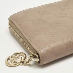 مملوكة مسبقًا Gucci Interlocking G Beige Guccissima Leather Zip Around Wallet