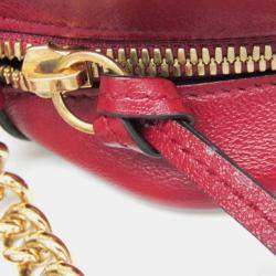 مملوكة مسبقًا Gucci Beige/Red Leather GG Canvas Marmont Small Camera Shoulder Bag