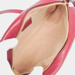 مملوكة مسبقًا Gucci Beige/Red Leather GG Canvas Marmont Small Camera Shoulder Bag