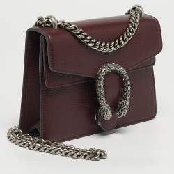 مملوكة مسبقًا حقيبة كتف غوتشي ديونيسوس كريستال جلد بورجوندي صغيرة