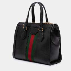 Pre Owned حقيبة غوتشي أوفيديا ويب جلد أسود صغيرة