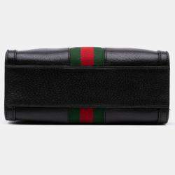 Pre Owned حقيبة غوتشي أوفيديا ويب جلد أسود صغيرة