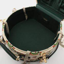 مملوكة مسبقًا Gucci Centennial Gg Flower Jacquard Handbag Coated Canvas Leather Beige Green Multicolor