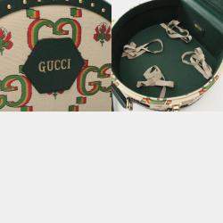 مملوكة مسبقًا Gucci Centennial Gg Flower Jacquard Handbag Coated Canvas Leather Beige Green Multicolor
