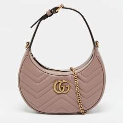 مملوكة مسبقًا Gucci GG Marmont Small Rose Poudre Matelassé Leather Hobo