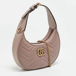 مملوكة مسبقًا Gucci GG Marmont Small Rose Poudre Matelassé Leather Hobo