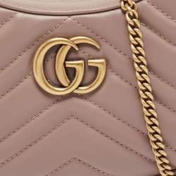 مملوكة مسبقًا Gucci GG Marmont Small Rose Poudre Matelassé Leather Hobo